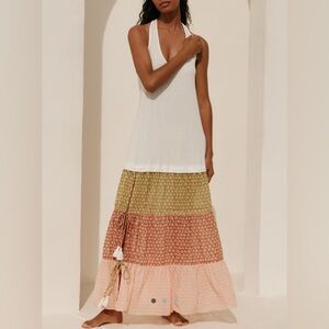 Anthropologie Celandine Sleeveless Scoop Neck Tiered Maxi Sz XS